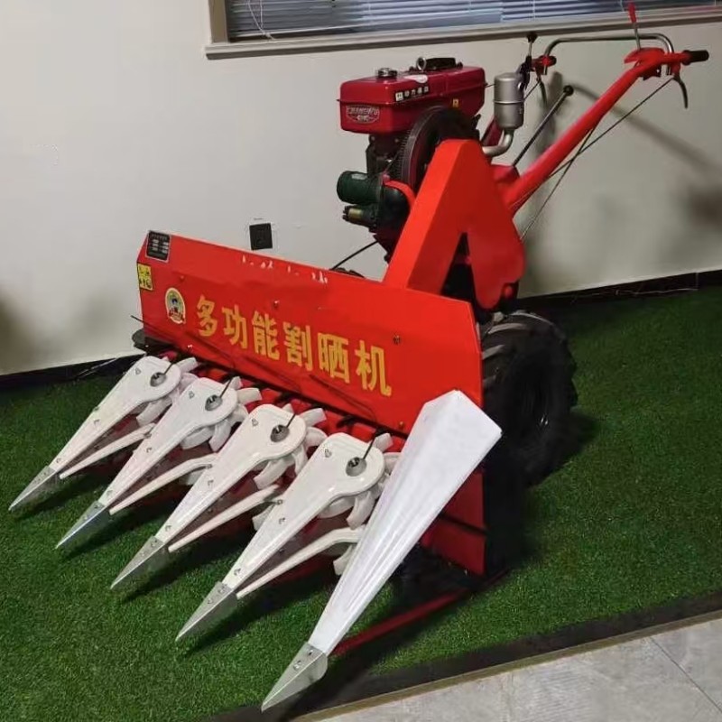 新品割台手推式柴油割晒机 一米宽割幅稻麦收割机 侧倒式辣椒割倒
