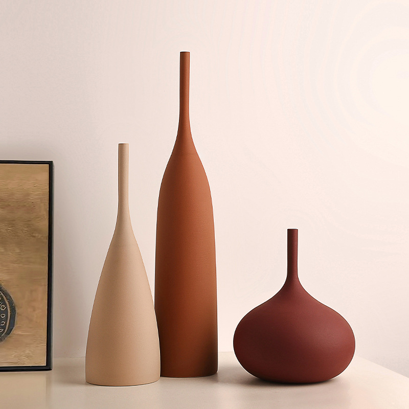 Beihanmei Jingdezhen jarrón de cerámica cepillado hecho a mano retro wabi-ji sala de estar del hogar decoración de Morandi