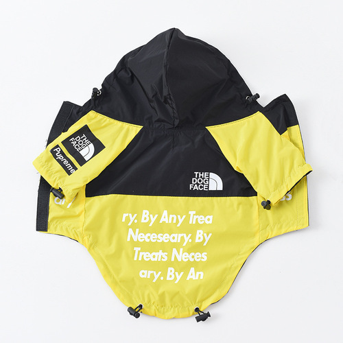 Cross-border new pet clothes, dog jacket, rainproof, breathable, two-legged hooded clothing, one piece drop shipping