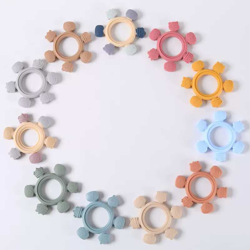 婴儿硅胶牙胶儿童磨牙器宝宝手抓动物咬咬乐玩具母婴用品硅胶