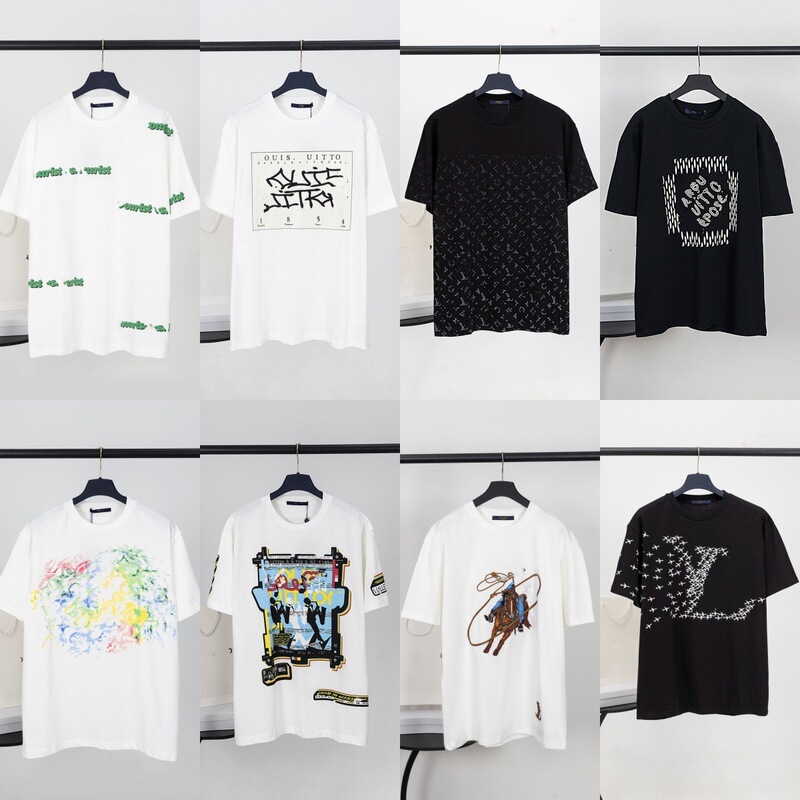 Cross-Border Foreign Trade Lujia Summer New Style Letter Rhinestone Logo Print Casual Loose-Fitting Unisex Couple Short-Sleeve T-Shirt Cross-Border Foreign Trade Lujia Summer New Style Letter Rhinestone Logo Print Casual Loose-Fitting Unisex Couple Short-Sleeve T-Shirt