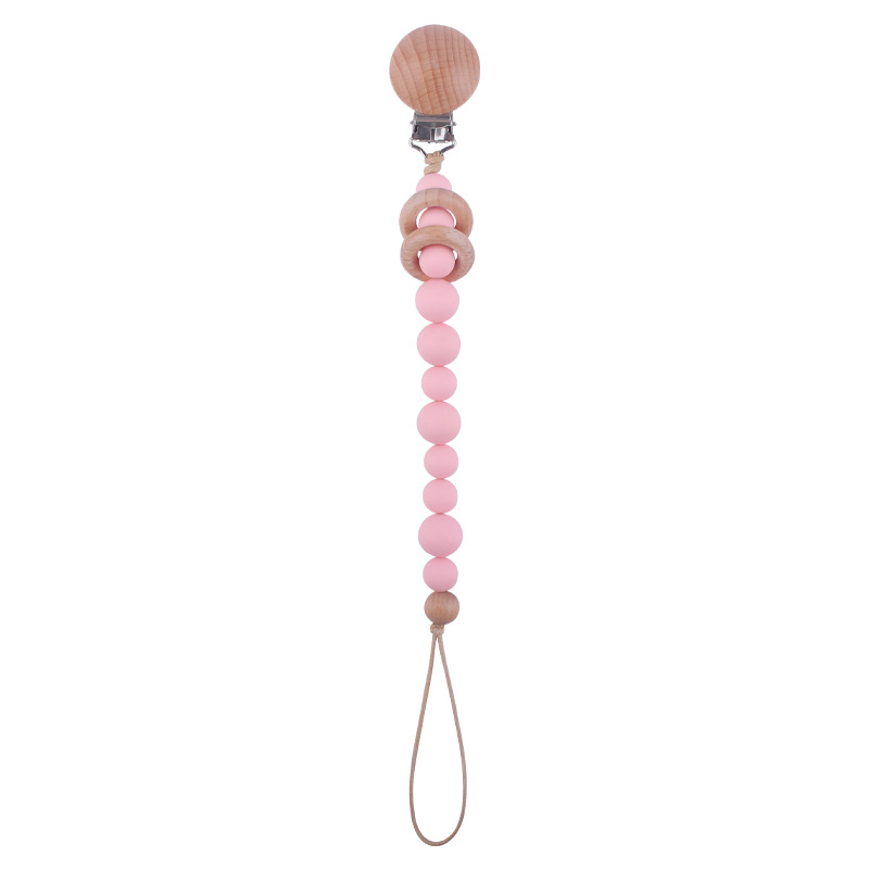 Nuevos suministros para bebés círculo de haya creativo bebé cuentas de silicona mordedura cadena de chupete molar cadena anti-caída