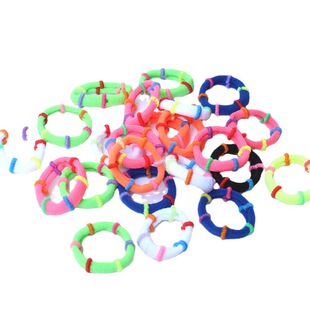 Korean version of colorful children's seamless hair ring bamboo color rubber band 3.3 inch knitted towel ring cross-border hair accessories wholesale