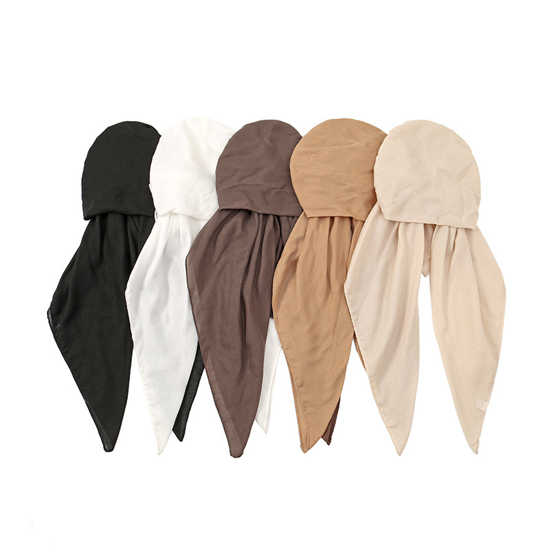 Foreign trade new national style cotton and linen elastic head scarf hat ladies four seasons daily versatile European and American solid color hat
