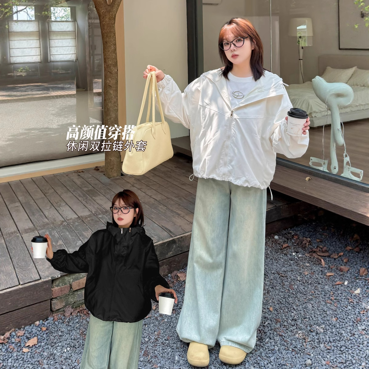 K3124 Autum New Fat Girl Plus Size Women's Casual Jacket Hooded Loose Jacket Fat Girl Jacket