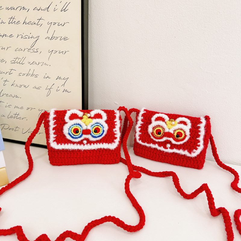 Regalos de Año Nuevo para niños sobre rojo encantador gancho león pequeño bolso de cambio para niños y niñas 2025 nuevo bolso para niños
