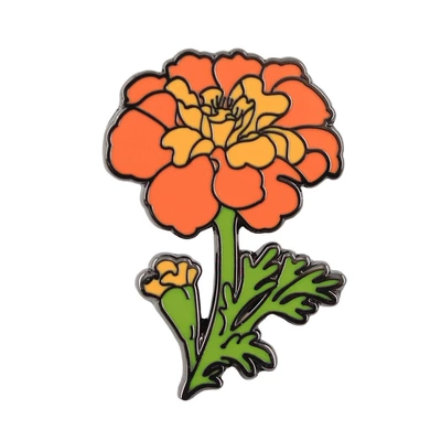 New Marigold Metal Enamel Brooch, Orange-Yellow Flower Enamel Badge, Artistic and Fresh Bag Pin Accessory (Yaxa sancaqları) - b20-02-c07