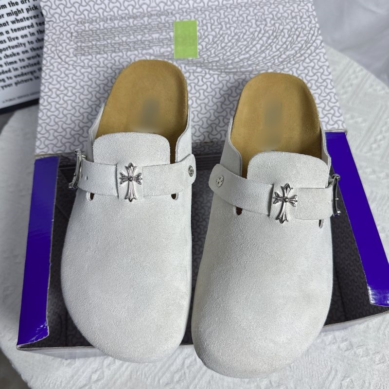 克罗伈联名博肯半拖包头拖鞋情侣款2025真牛皮包头拖鞋外贸大码鞋