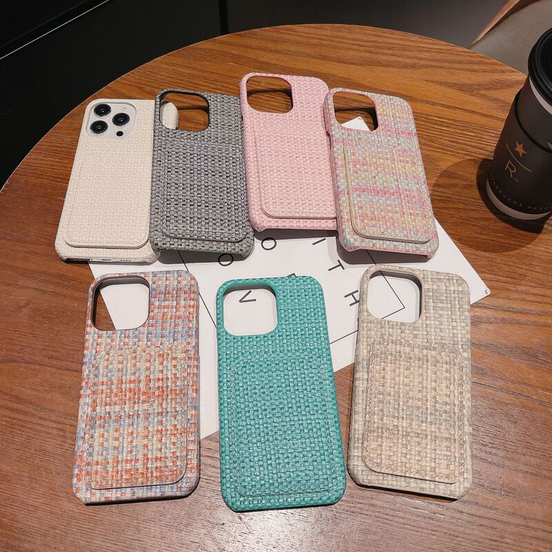 Woven ribbon card holder for iPhone15 mobile phone case 14 niche Huawei mate60Pro New glory 90