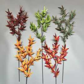 仿真4叉枫叶 婚庆婚礼堂酒店园林造景外贸跨境厂家批发树叶仿真花