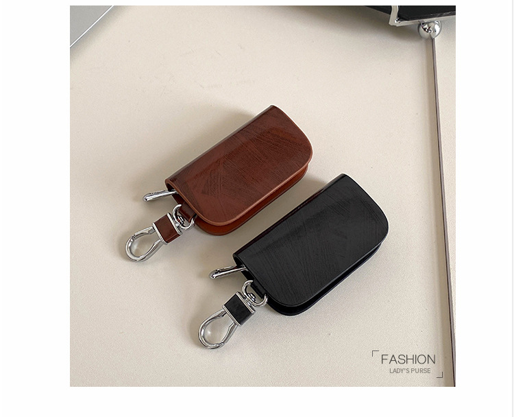 Solid Color Pattern All Seasons Season Unisex Gender Classic Style Style Square Shape New Wood Grain Car Key Case Suitable For All Kinds Of Car Models Key Case Universal Key Case Ring