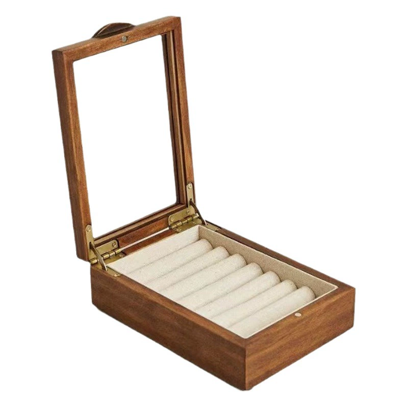 Оптовая продажа трансграничная коробка из массива дерева кольца шкатулка для ювелирных изделий шкатулка