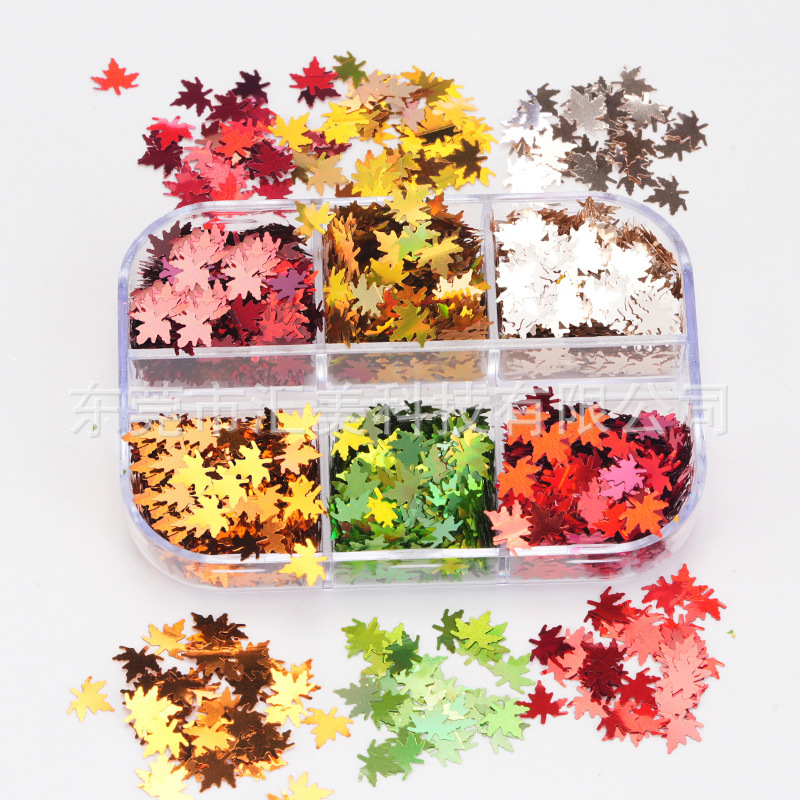 6-Piece Set of Irregular-Shaped Nail Art Sequins, European and American Style Personalized Nail Glitter, Nail Decorations, Star and Heart-Shaped Pet Super Shiny Sequins