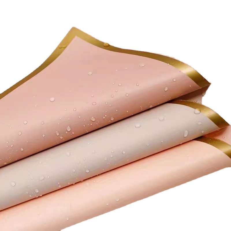 Lizgiran conocer a prueba de agua floral borde dorado bolsa de papel Flor de Papel ramo de flores material de embalaje