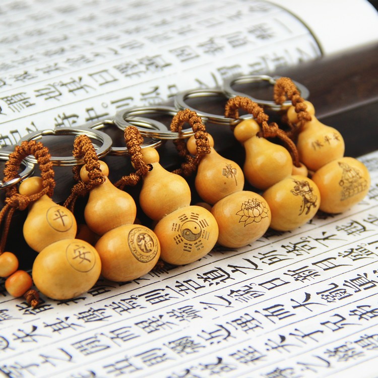 平安福禄葫芦汽车钥匙扣仿桃木观音平安钥匙扣车钥匙饰品挂件xh01