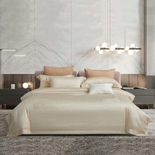 高端长绒棉提花床盖四件套轻奢高级感丝滑裸睡被套结婚庆床上用品