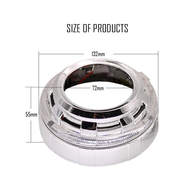 Cubierta decorativa de la lámpara del coche modificado 3,0 lente Bayan blanco brillante faro LED apertura cubierta decorativa