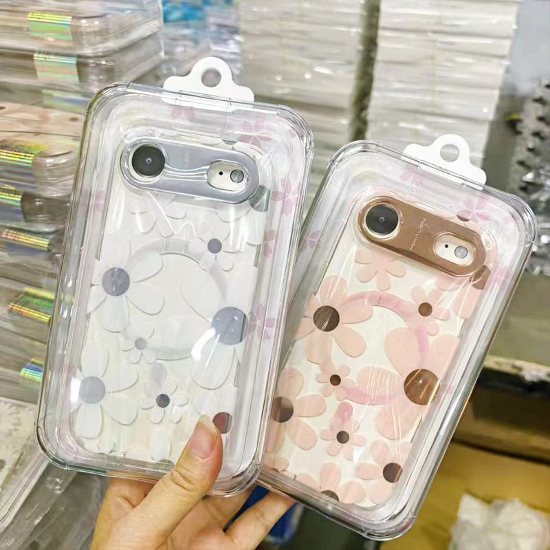 iPhone16promax Micarun携帯電話ケース、Apple 17電気メッキデイジーブラケット、透明磁気吸着ケースに適しています。|undefined