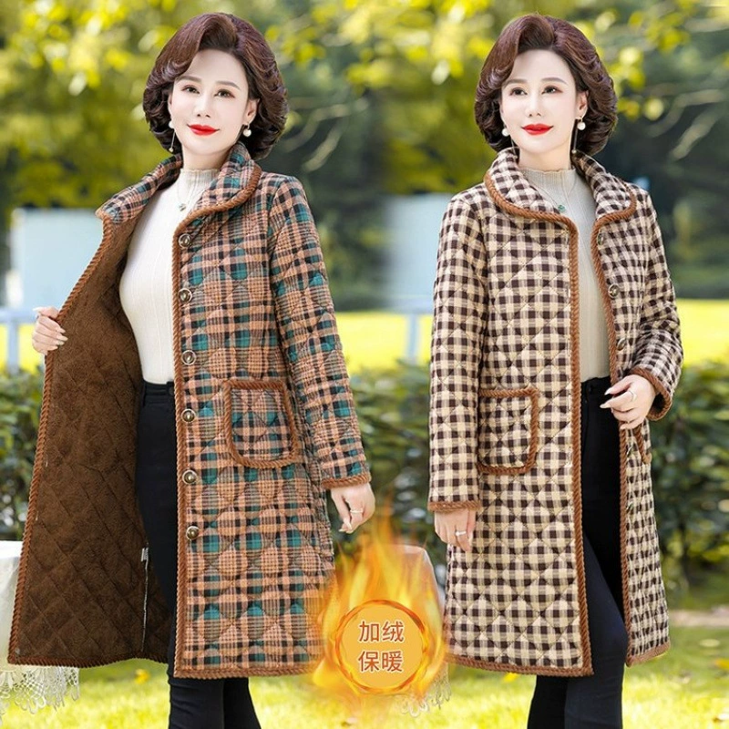 Осенние и зимние мамы с бархатом в клетку