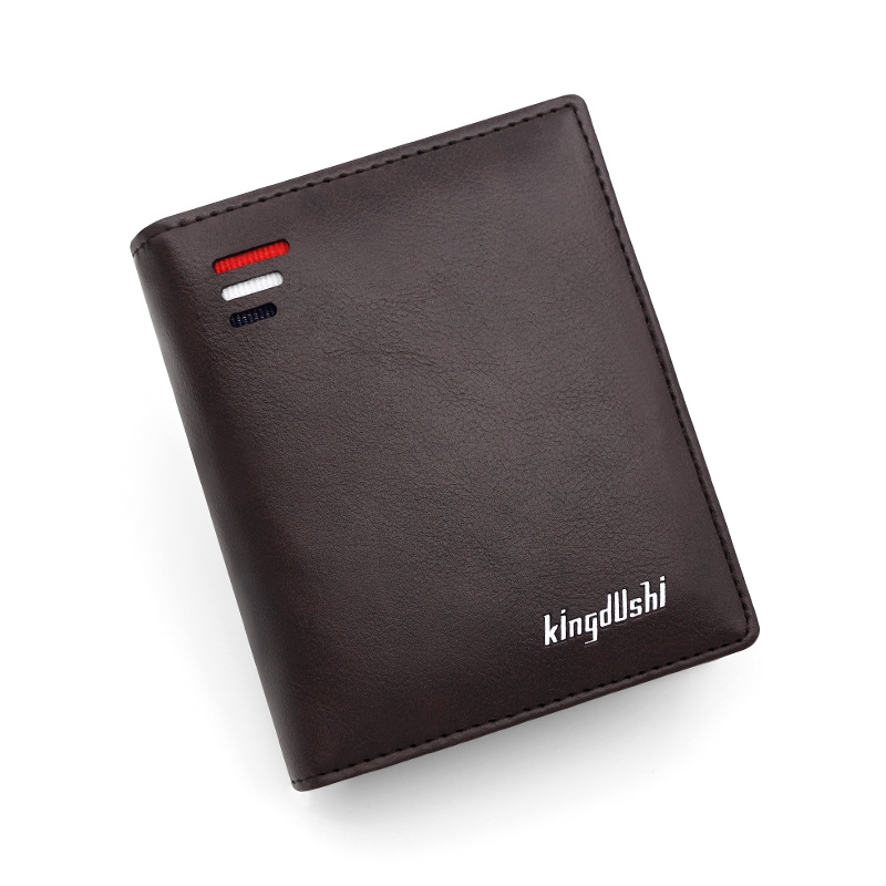 Billetera corta de los hombres de estilo coreano vertical multi-tarjeta de moda mini plata monedero de negocios cremallera clave billetera