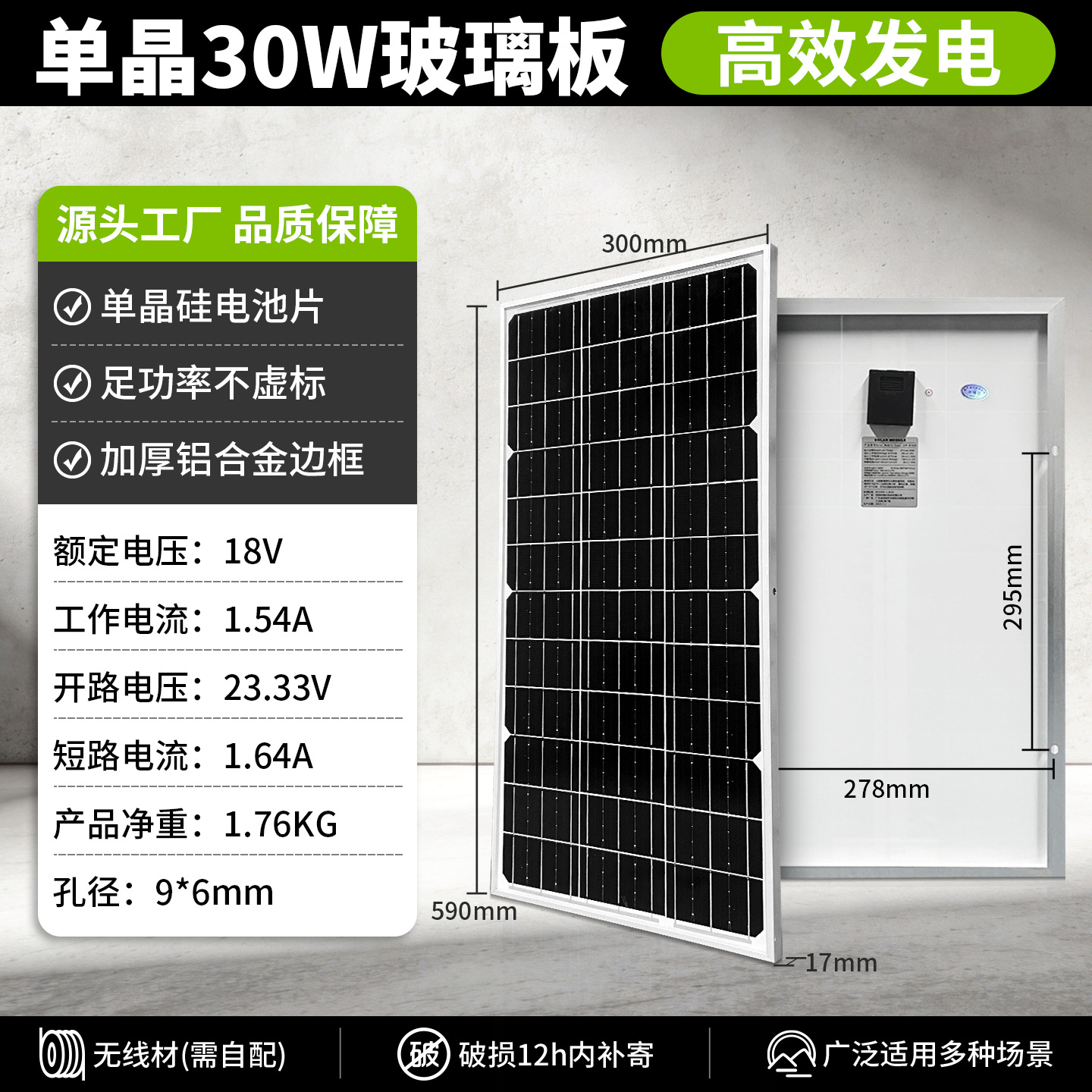 Солнечная панель Xiangri 19V 30W
