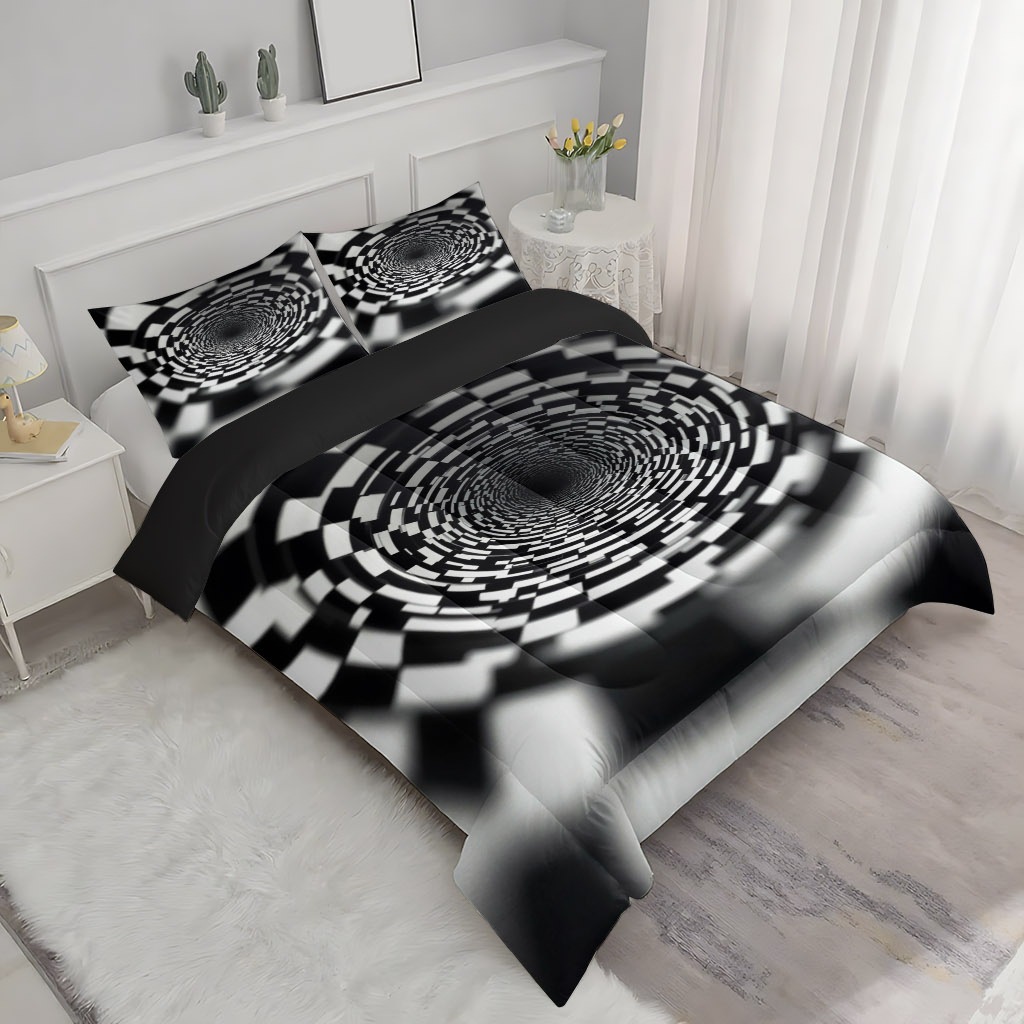 TEMU / JIT moderno abstracto perilla arte 3D impresión digital 180gms conjunto de edredón para diseñar se puede ajustar