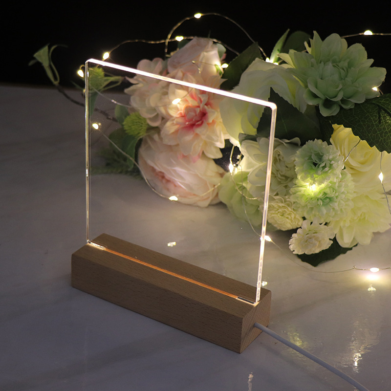Luminous Acrylic Transparent DIY Handwriting Board a Wooden Lamp Holder Creative Erasable Led Message Board 3D Night Light Luminous Acrylic Transparent DIY Handwriting Board a Wooden Lamp Holder Creative Erasable Led Message Board 3D Night Light