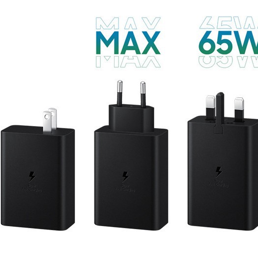 Suitable for Samsung Pd65W British Standard Fast Charging Head Data Cable Two-In-One Set A+ Dual C Three-Port Charger Wholesale