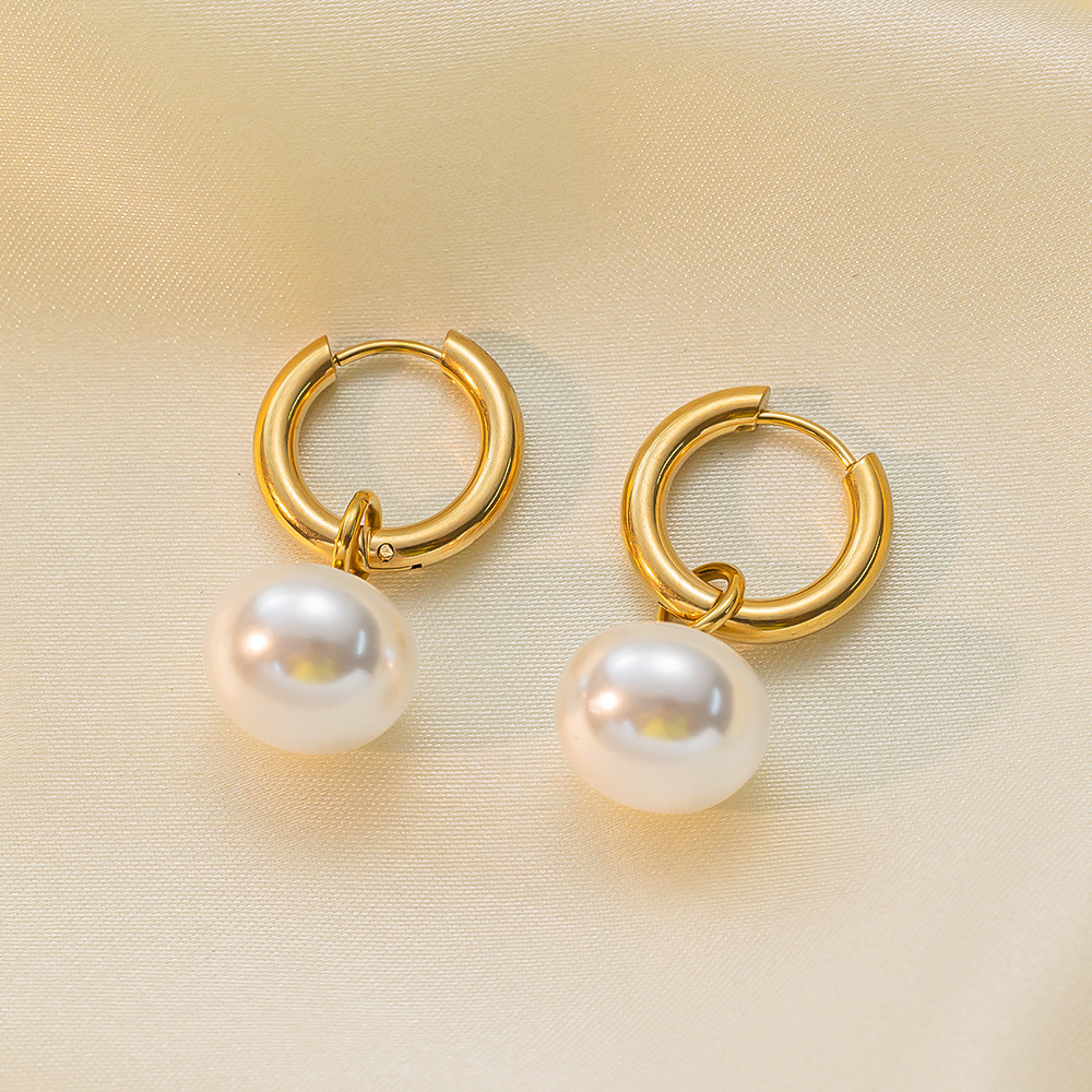 Drop Earrings, Earrings, Ear Studs Classification 1 Pair Elegant French Style C Shape U Shape Asymmetrical Plating Titanium Steel Artificial Pearls Drop Earrings Earrings Ear Studs