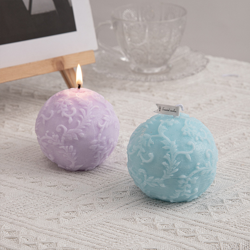 Bougie d'aromathérapie en forme de boule, cadeau, bouquet de fleurs créatif, ensemble de décoration intérieure, accessoires de photographie, cire de paraffine pour mariage_voghion.com