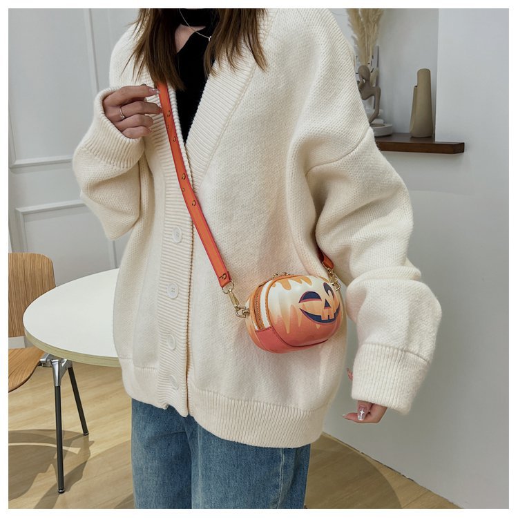 Zipper Closure Type Single Shoulder Strap Strap Type Shoulder Bag, Circle Bag, Crossbody Bag Bags Type Halloween Women's Medium Pu Leather Pumpkin Streetwear Zipper Shoulder Bag Circle Bag Crossbody Bag