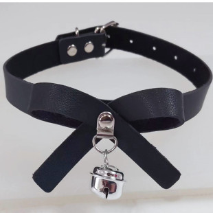 Cross-Border Punk Fashion Elegant Pu Leather Collar Bow Choker Neck Strap Sexy Small Bell Necklace Neck Chain