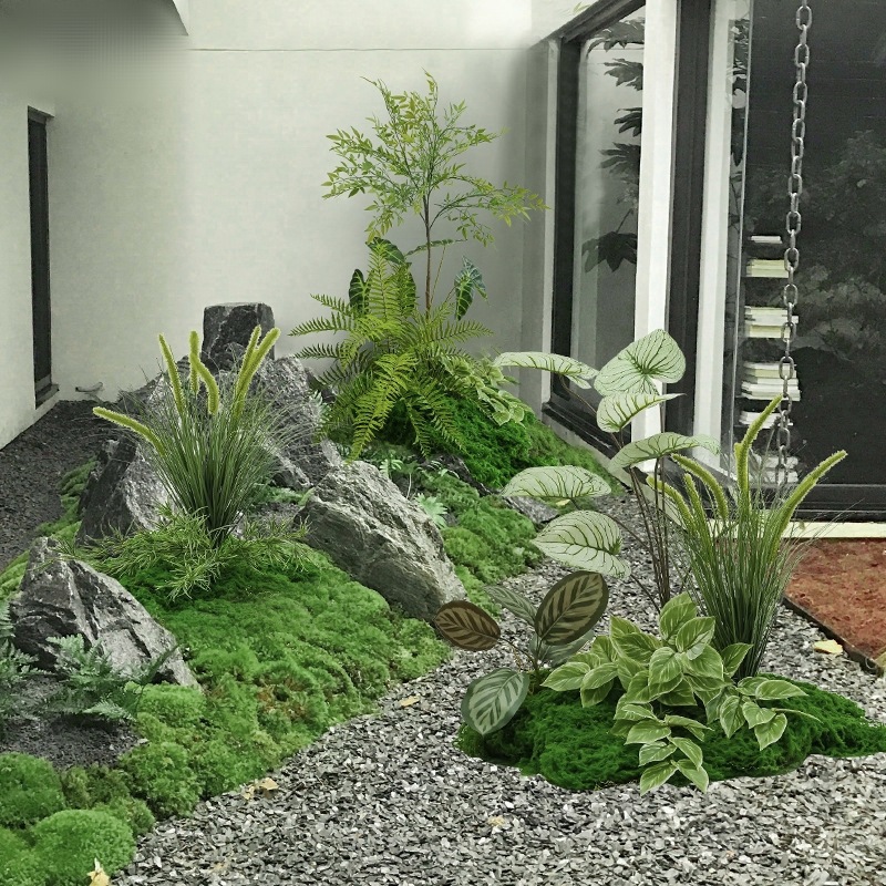 仿真绿植造景小型景观楼梯下走廊角落橱窗隔断落地假植物装饰布置