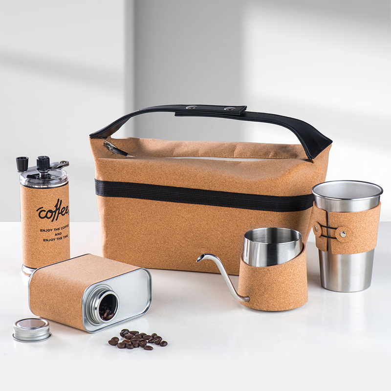 Tazas de café de campamento al aire libre cajas de regalo de cafetera portátiles de alta calidad de cafetera de café de mano conjunto molino de frijoles de mano