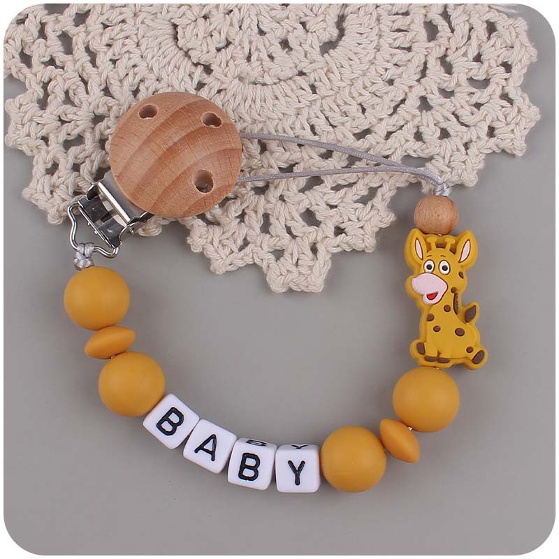 Nuevo bebé suministros de silicona chupete Cadena de dibujos animados animal jirafa silicona mordedura chupete cadena anti-gota cadena