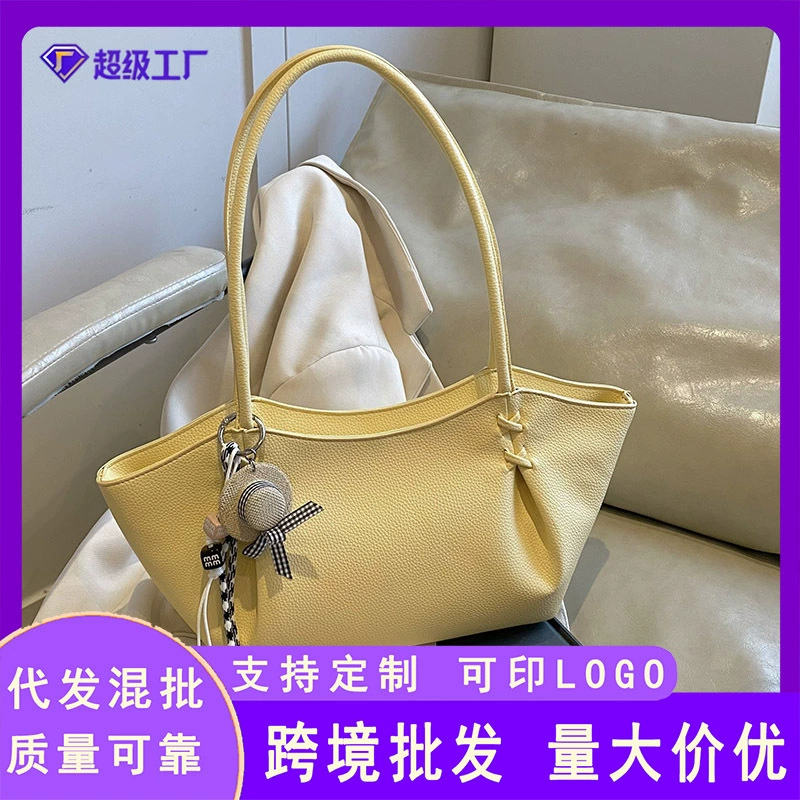 Летняя новинка 2025 года: Женская сумка в стиле легкой роскоши, PU, ретро-текстура, ведро, модная повседневная сумка через плечо из мягкой кожи для женщин