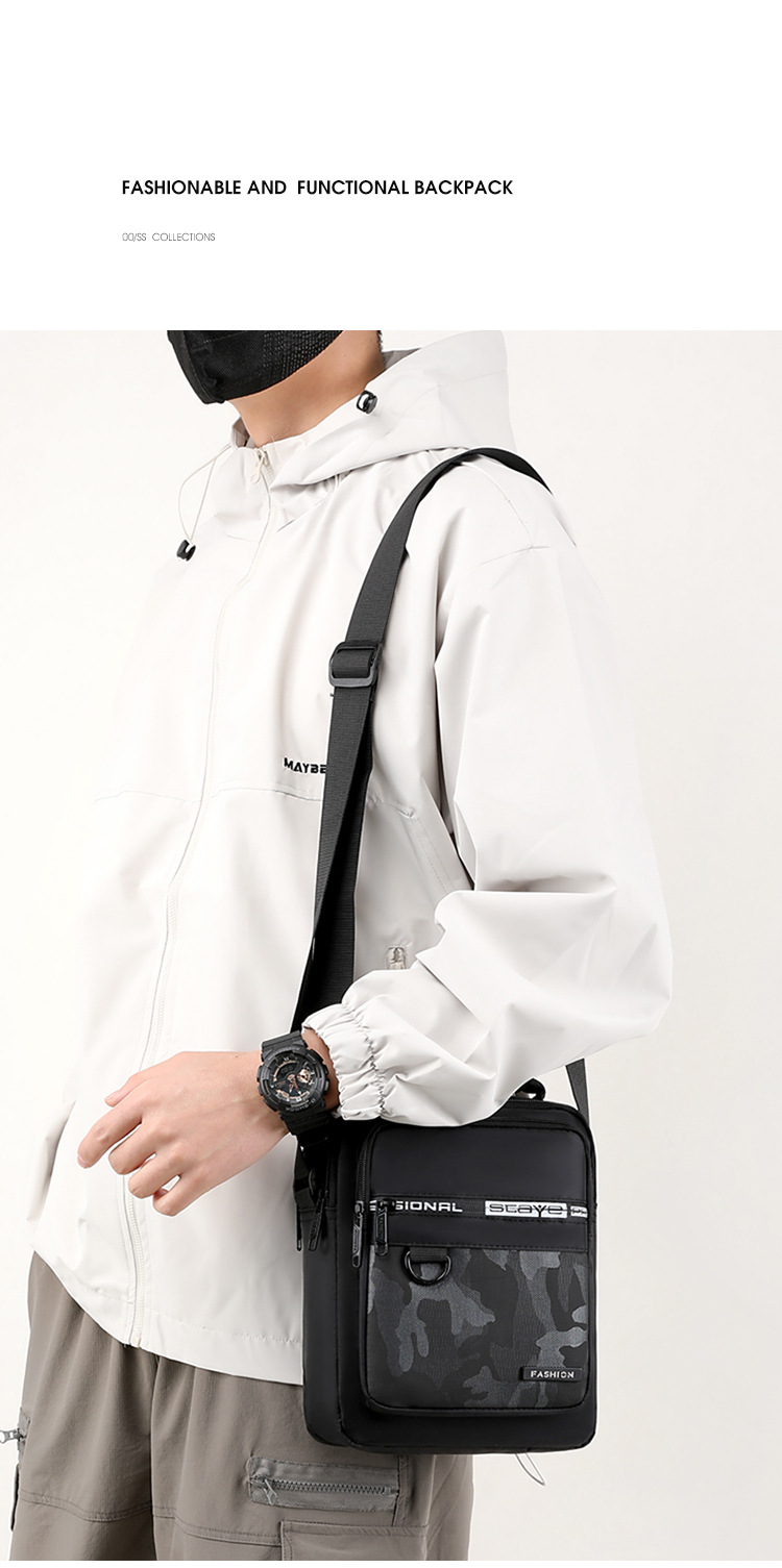 2024 New trendy men's bag, waterproof Oxford fabric single-shoulder crossbody backpack, men's vertical multi-functional casual messenger bag undefined