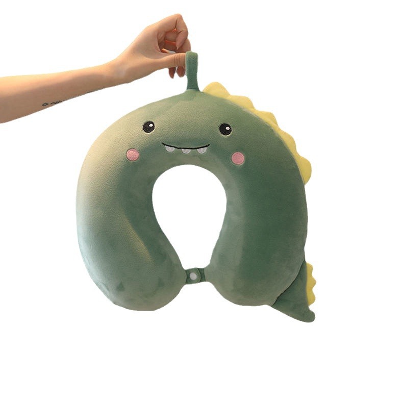 Almohada de viaje en forma de U, almohada cervical de espuma viscoelástica para avión, coche, masaje, portátil, almohada de cuello tipo muñeco