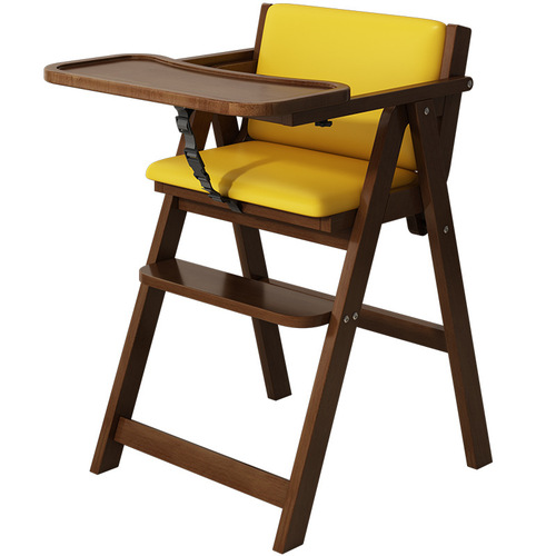 儿童餐椅实木宝宝可折叠餐椅家用餐桌吃饭成长座椅简易带坐垫椅子
