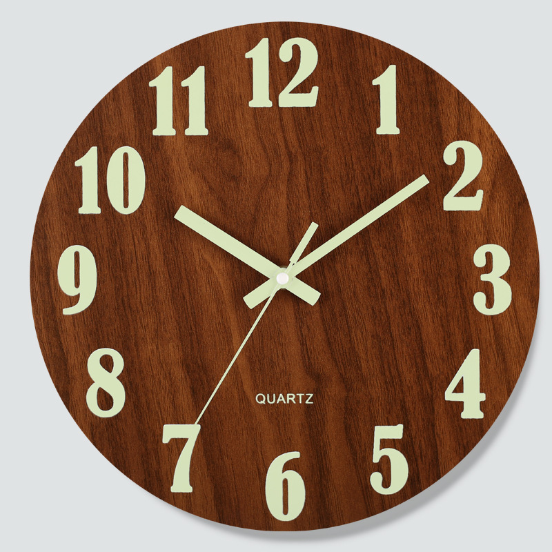 8inch 木製夜光壁時計サイレント時計 MDF 木目調クリエイティブ発光蛍光時計卸売|undefined