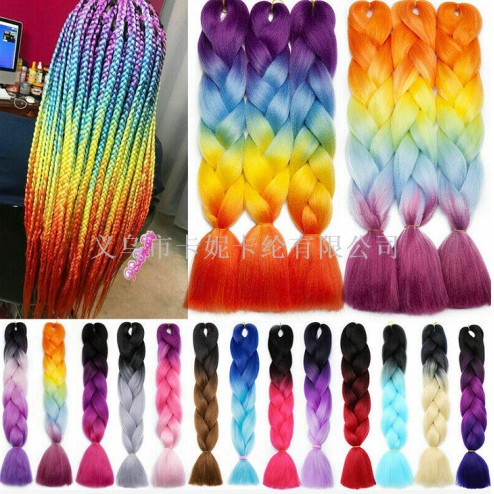 Trenzas negras sucias de alta calidad fibra de seda multicolor gran fábrica de trenzas directas