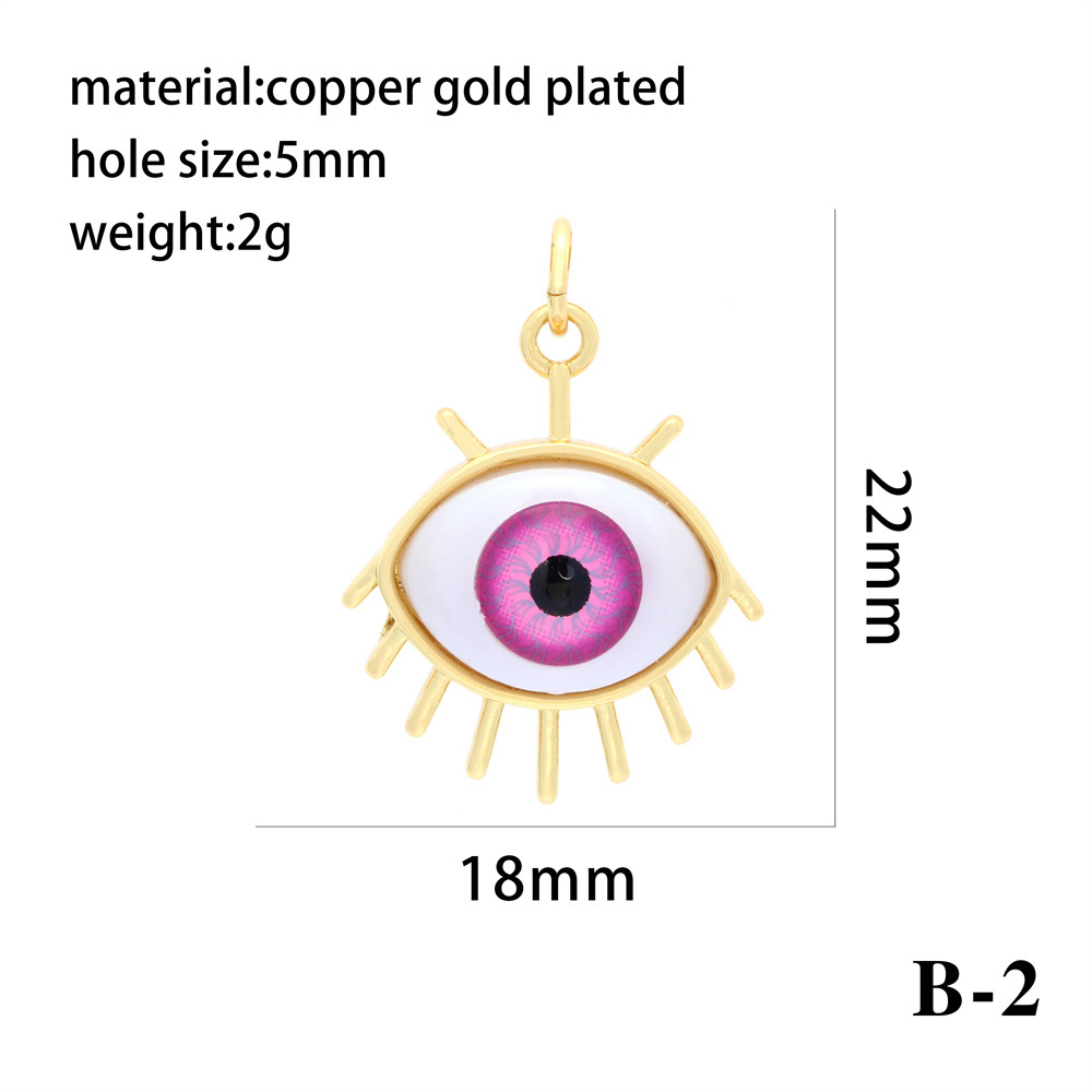 7g Weight Resin Inlay Material Charms, Jewelry Accessories Classification 1 Piece Quantity Copper Material Eye Pattern Plating, Inlay Design Streetwear Style 1 Piece Copper Resin Eye 5