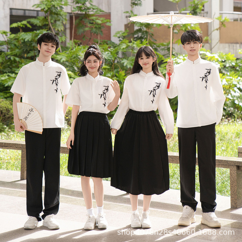 国风中式初高中大学生汉服诗歌朗诵合唱运动会演出服朗诵毕业班服|undefined