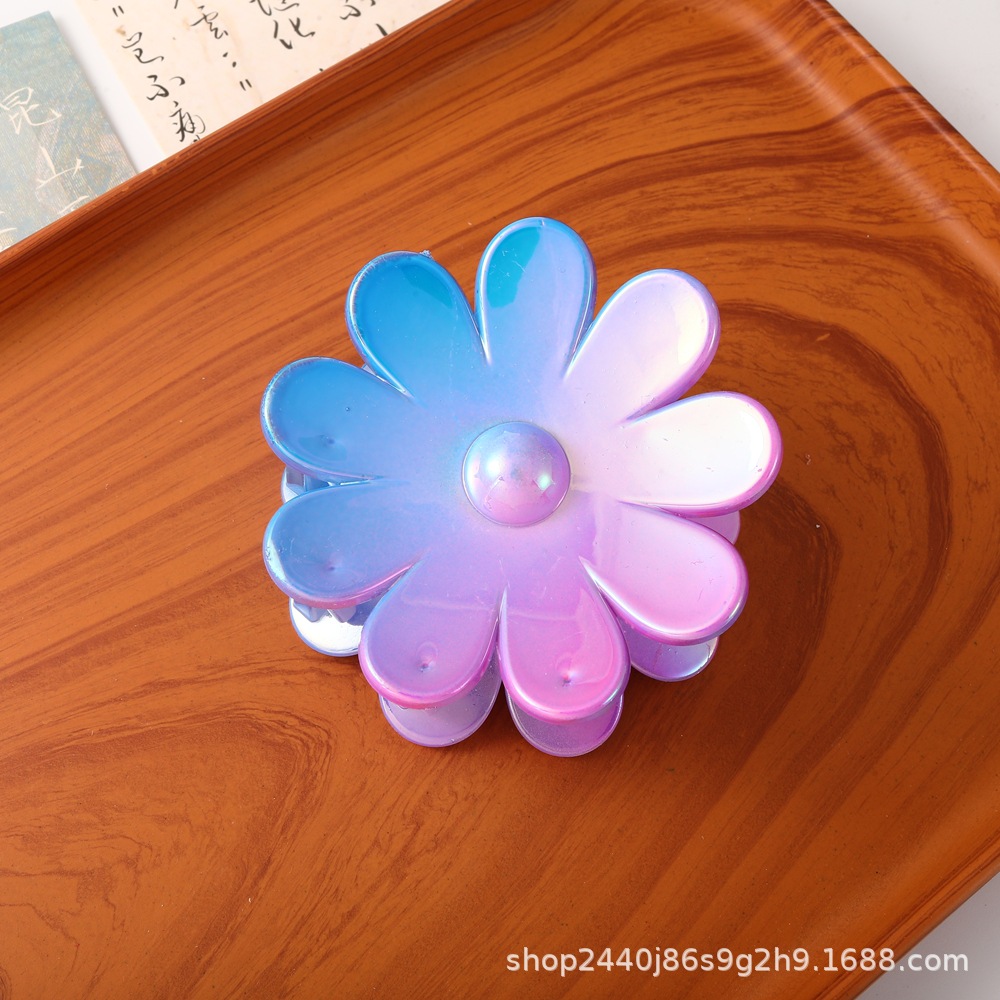 Nuevo color frangipani acrílico pinza para el cabello flor pinza de agarre de alta calidad elegante accesorio para el cabello de mujer pinza de tiburón de agarre lateral