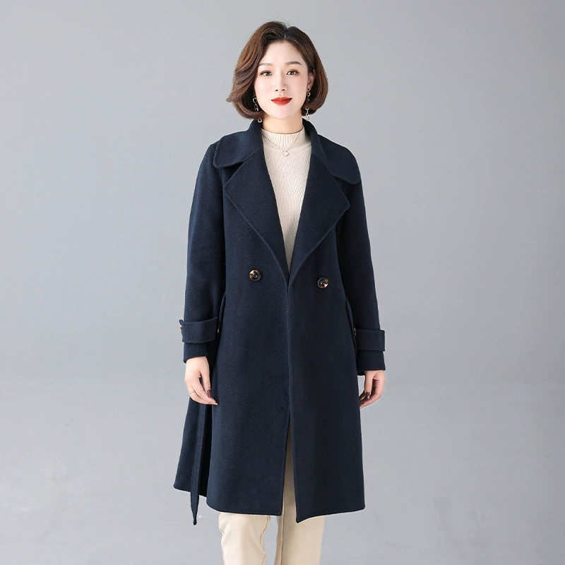 Демисезонное двустороннее шерстяное пальто для мам, oversize, Rafihong/Camel/Night Blue, размеры M–2XL,