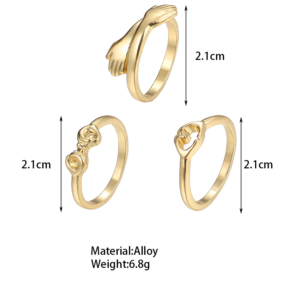 2021 Creativo Temperamento Simple Joyería De Las Mujeres Geométrico Twist Aleación Abrazo Brazo Anillo Conjunto De 3 Piezas display picture 1