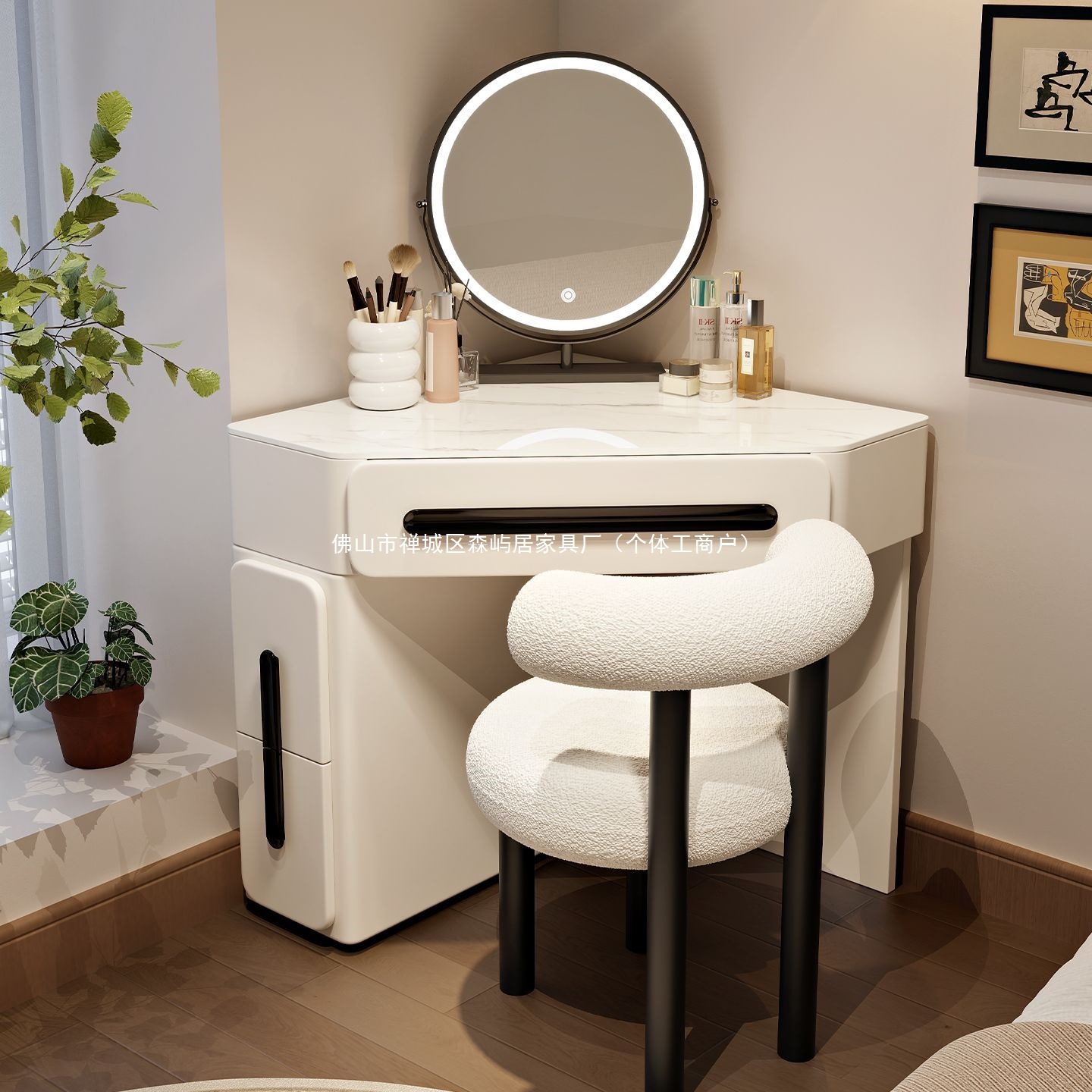 Modern Minimalist Room Dressing Table Small Apartment Corner Storage Cabinet Integrated Bedroom Corner Triangular Dressing Table Wood