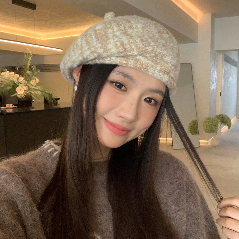 韩版冬季帽子女款加绒保暖针织毛线帽大头围贝雷帽时尚百搭堆堆帽|undefined