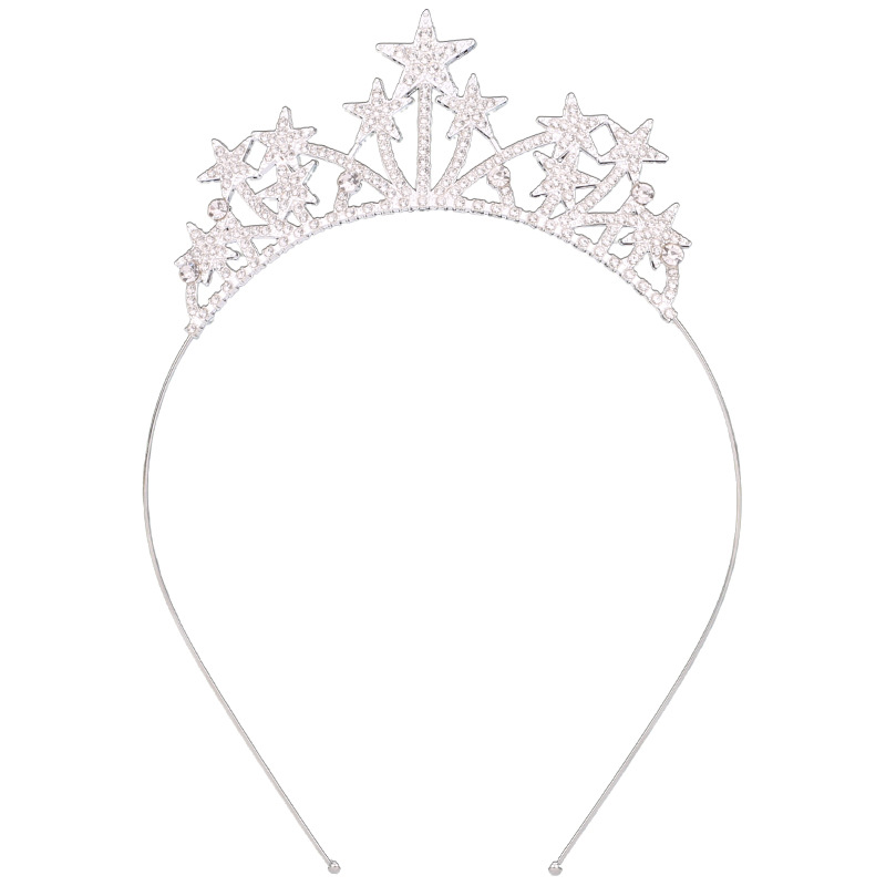 Korean Style Star Children's Headband Headwear Princess Birthday Performance Dance Hair Accessories Alloy Rhinestone Three-Dimensional Crown Wholesale