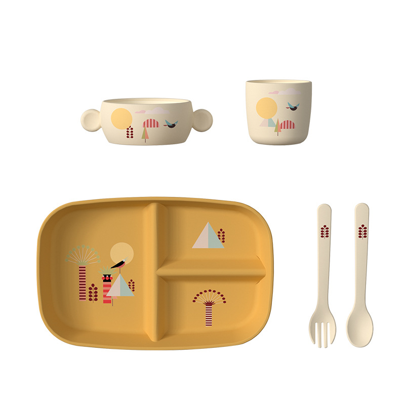 INS estilo infantil plato traje bebé infantil jardín comida complementaria aprendizaje comiendo plato cuchara tazón taza estudiante